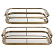 Uttermost Rosea Coastal Metal MDF and Rope Trays in Brushed Gold (Set of 2)