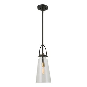 Uttermost Saugus 1-light Steel and Glass Pendant in Black and Brass