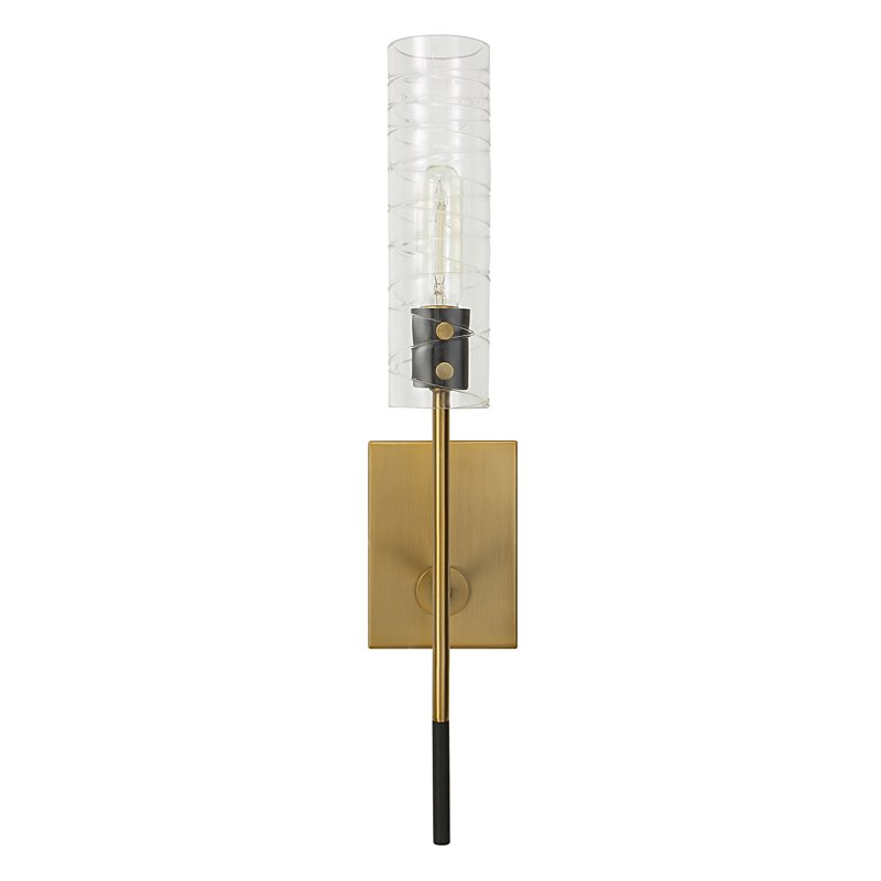 Uttermost Telesto 1-light Mid-Century Steel and Glass Sconce in Black and Brass