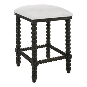 Uttermost Pryce 26&quot Wood and Fabric Backless Counter Stool in Black and White