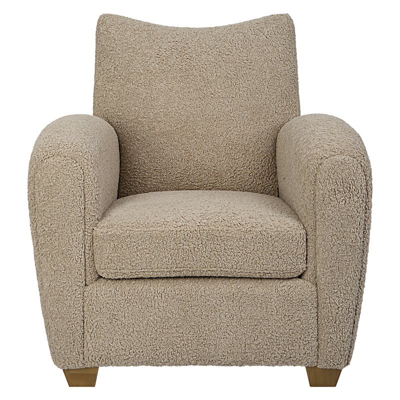 Uttermost Teddy Farmhouse Wood and Fabric Accent Chair in Brown