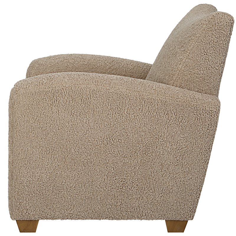 Uttermost Teddy Farmhouse Wood and Fabric Accent Chair in Brown