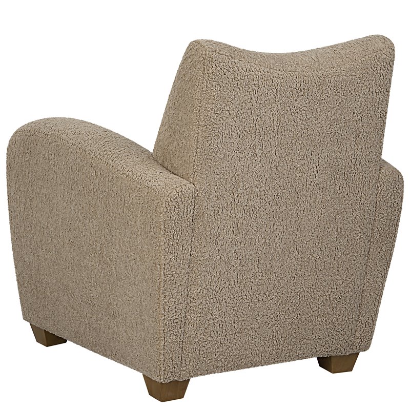 Uttermost Teddy Farmhouse Wood and Fabric Accent Chair in Brown