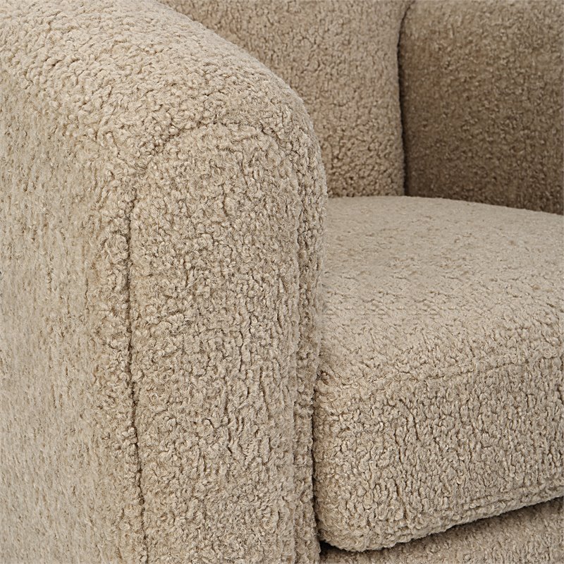 Uttermost Teddy Farmhouse Wood and Fabric Accent Chair in Brown