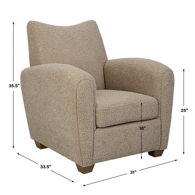 Uttermost Teddy Farmhouse Wood and Fabric Accent Chair in Brown