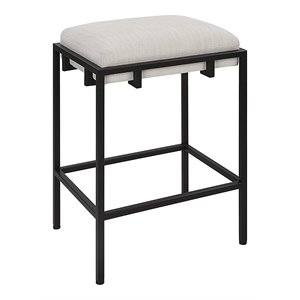Uttermost Paradox 27&quot Contemporary Iron and Fabric Counter Stool in Black/White