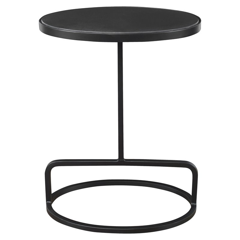 Uttermost Jessenia Contemporary Marble and Iron Accent Table in Black