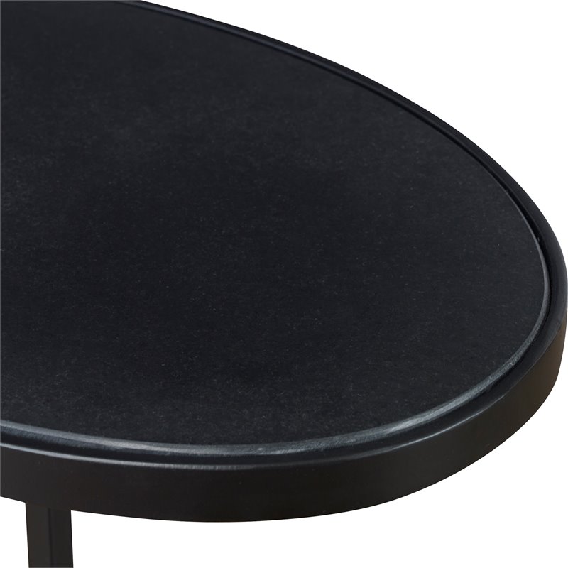 Uttermost Jessenia Contemporary Marble and Iron Accent Table in Black