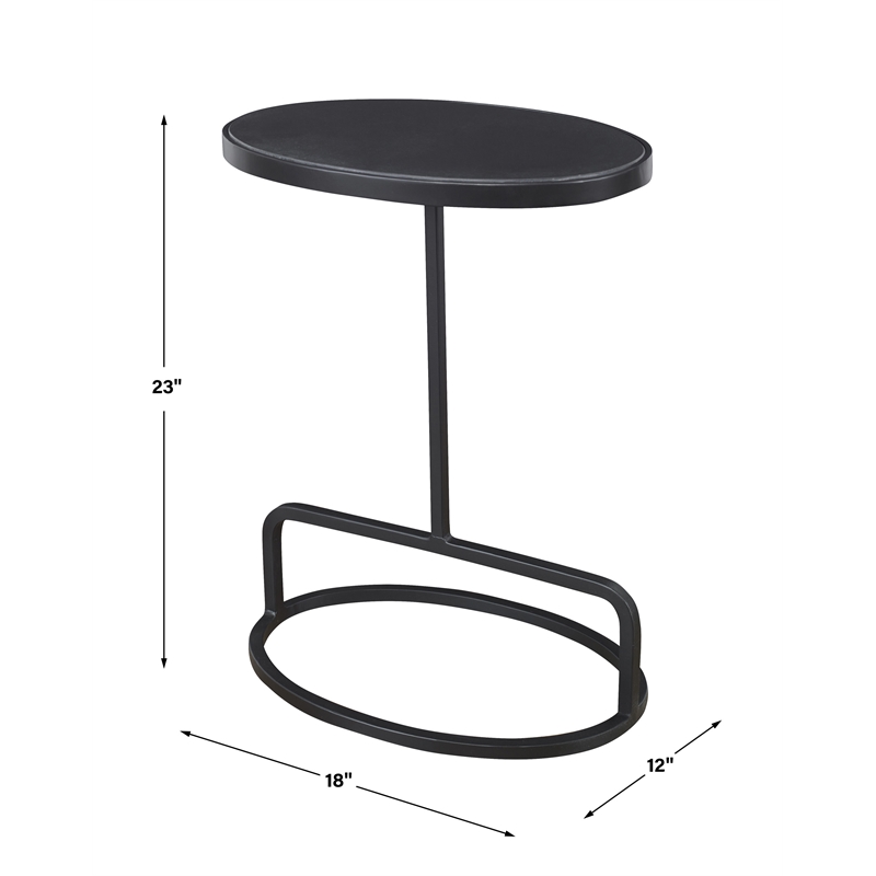 Uttermost Jessenia Contemporary Marble and Iron Accent Table in Black