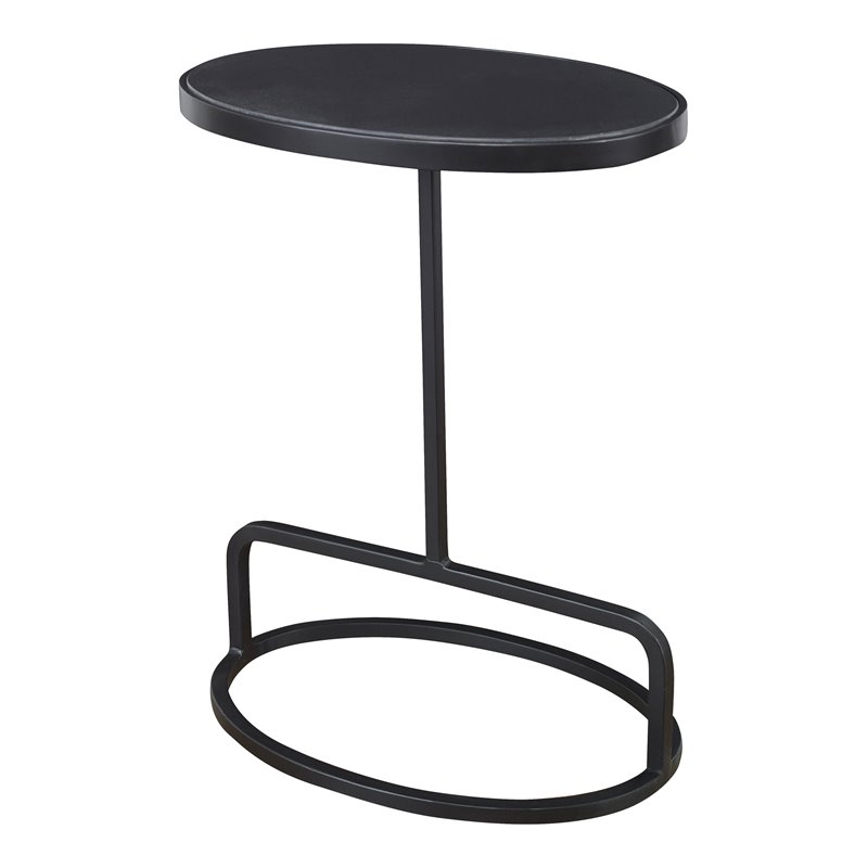Uttermost Jessenia Contemporary Marble and Iron Accent Table in Black