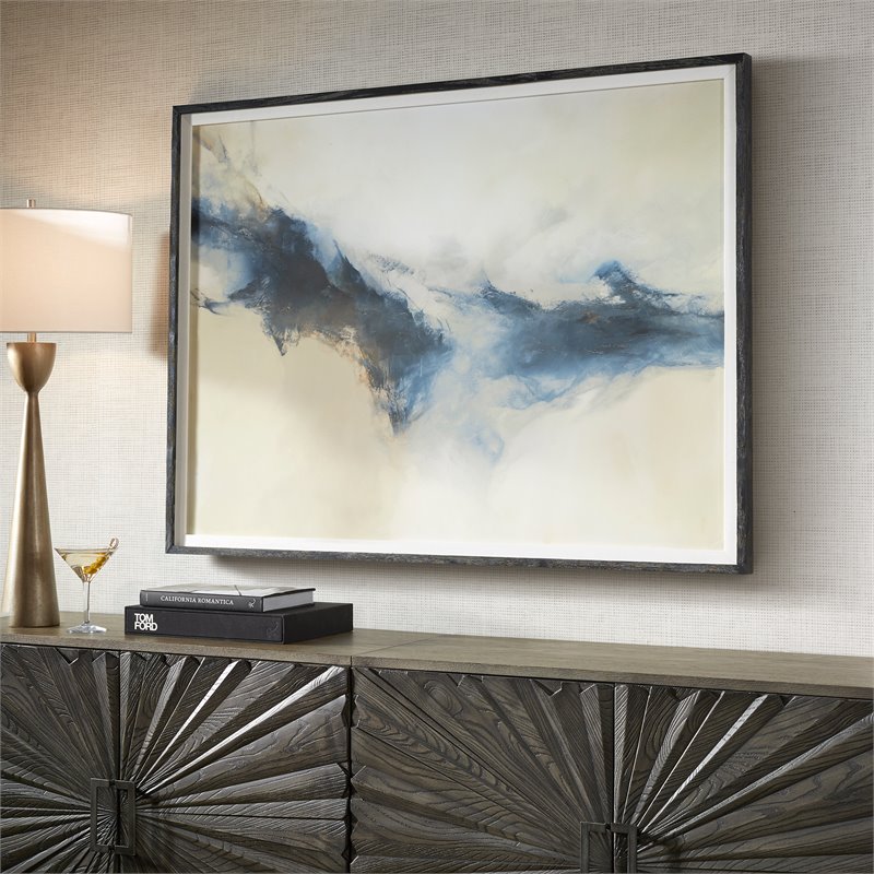Uttermost Terra Nova Pine and Paper Abstract Framed Print in Blue/Gold