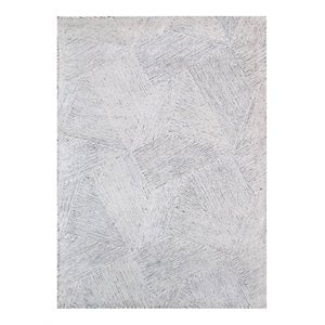 Uttermost Paonia 96x120&quot Modern Wool Geometric Rug in Gray and Ivory