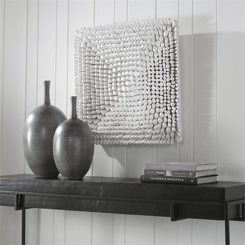 Uttermost Portside Contemporary Beech Wood and Fir Wall Panel in Matte White