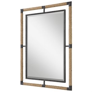Uttermost Melville Coastal Iron Rope MDF Wood and Glass Mirror in Rust Black