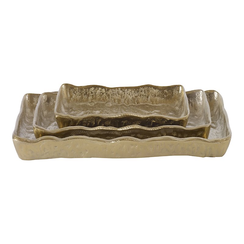 Uttermost Artisan Transitional Aluminum Trays in Antique Gold (set of 3)