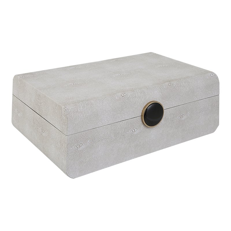Uttermost Lalique Contemporary Wood Faux Shagreen Box in Brass/ Black/White