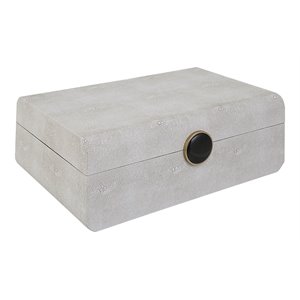 Uttermost Lalique Contemporary Wood Faux Shagreen Box in Brass/ Black/White