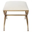 Uttermost Crossing Contemporary Iron and Fabric Small Bench in White/Gold
