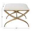 Uttermost Crossing Contemporary Iron and Fabric Small Bench in White/Gold