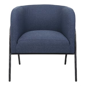 Uttermost Jacobsen 19&quot Contemporary Iron and Fabric Chair in Denim Blue