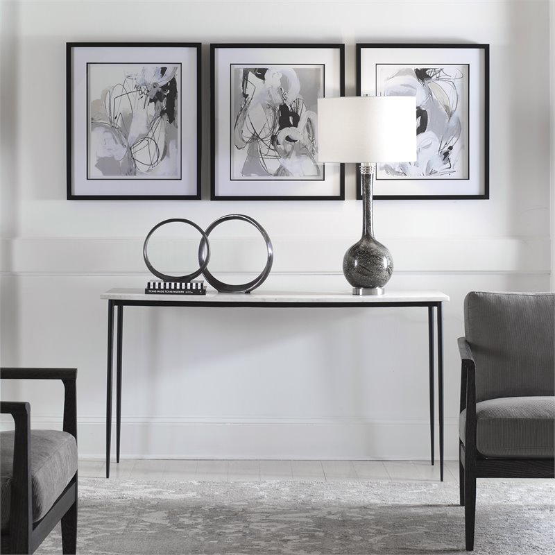 Uttermost Nightfall Contemporary Iron and Marble Console Table in White/Black