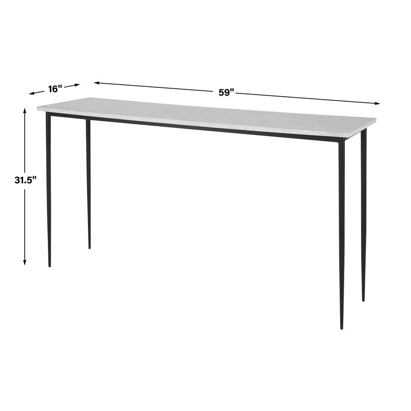 Uttermost Nightfall Contemporary Iron and Marble Console Table in White/Black