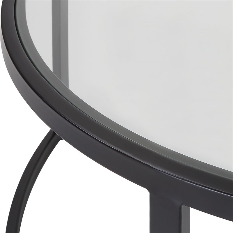 Uttermost Rhea Iron and Tempered Glass Nesting Coffee Tables in Black (Set of 2)