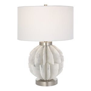 Uttermost Repetition Contemporary Fabric and Iron Table Lamp in White
