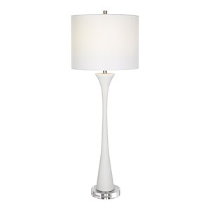 Uttermost Fountain Traditional Iron and Faux Stone Buffet Lamp in White