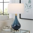 Uttermost Riviera Coastal Steel Glass Table Lamp in Sapphire Blue/Antique Brass