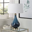 Uttermost Riviera Coastal Steel Glass Table Lamp in Sapphire Blue/Antique Brass