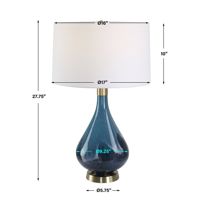 Uttermost Riviera Coastal Steel Glass Table Lamp in Sapphire Blue/Antique Brass