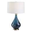 Uttermost Riviera Coastal Steel Glass Table Lamp in Sapphire Blue/Antique Brass