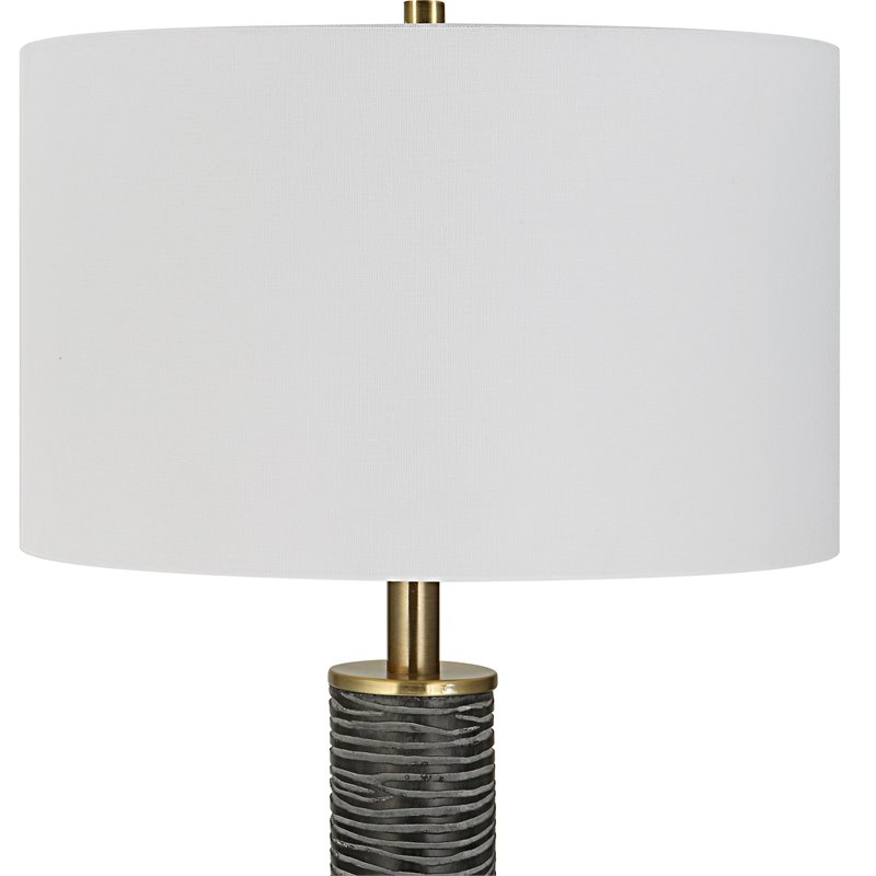 Uttermost Summit Contemporary Resin & Iron Floor Lamp in Gray-black/Brass