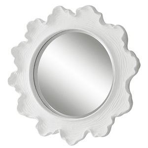 Uttermost Sea Coral Round Coastal Resin Glass and MDF Mirror in White
