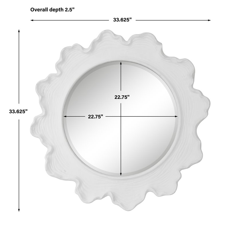 Uttermost Sea Coral Round Coastal Resin Glass and MDF Mirror in White