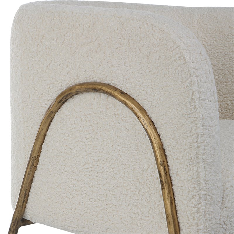 Uttermost Jacobsen Fabric and Iron Shearling Accent Chair in Off White