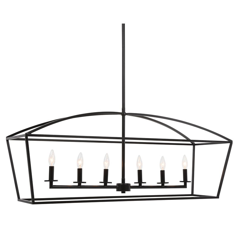 Uttermost Clayton 6-Light Steel Metal Linear Chandelier in Bronze