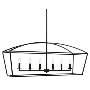 Uttermost Clayton 6-Light Steel Metal Linear Chandelier in Bronze