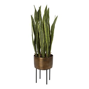 Uttermost Fasita Contemporary Metal Planter in Black/Antique Brass