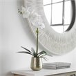Uttermost Cami Metal Orchid with Brass Pot and Reindeer Moss in White/Brass