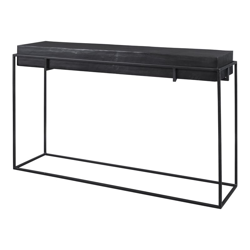 Uttermost Telone Iron Metal and Aluminum Console Table in Antique Black