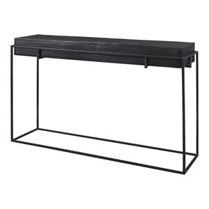 Uttermost Telone Iron Metal and Aluminum Console Table in Antique Black