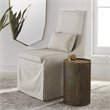 Uttermost Adrina Textured Reeded Exterior Drum Aluminum Accent Table in Gold