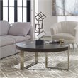 Uttermost Converge Round MDF Wood and Metal Coffee Table in Pewter