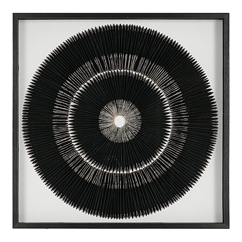 Uttermost Sandara Glass and Paper Pine Shadow Box in Black/Gold