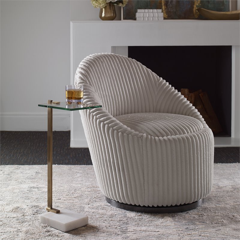Uttermost Butler Stainless Steel and Marble Accent Table in Brass