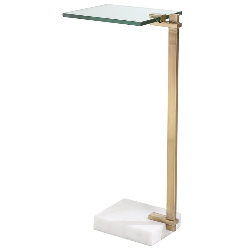 Uttermost Butler Stainless Steel and Marble Accent Table in Brass