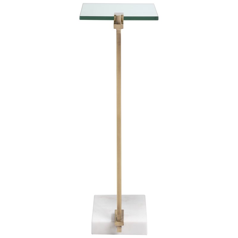 Uttermost Butler Stainless Steel and Marble Accent Table in Brass