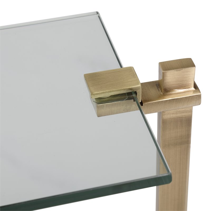 Uttermost Butler Stainless Steel and Marble Accent Table in Brass